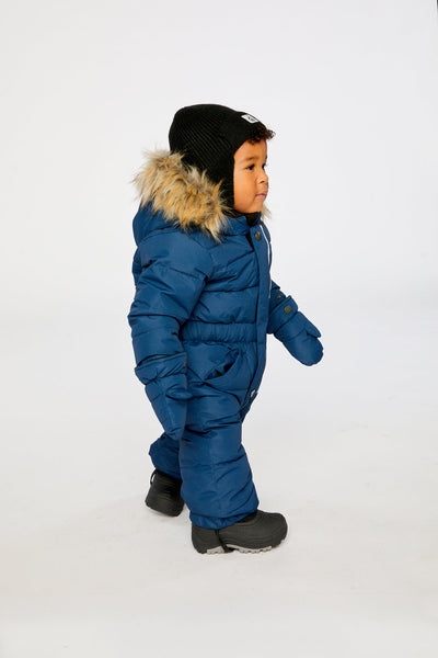 Baby Original One Piece Puffy Snowsuit With Removable Mittens And Boots Dark Blue - J10B702_04013