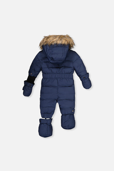 Baby Original One Piece Puffy Snowsuit With Removable Mittens And Boots Dark Blue - J10B702_04013