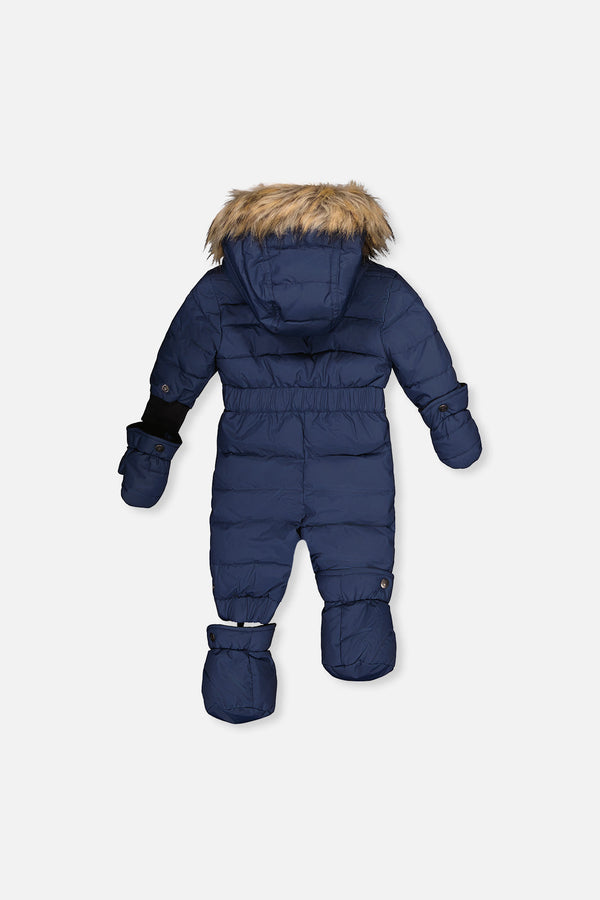 Baby Original One Piece Puffy Snowsuit With Removable Mittens And Boots Dark Blue - J10B702_04013