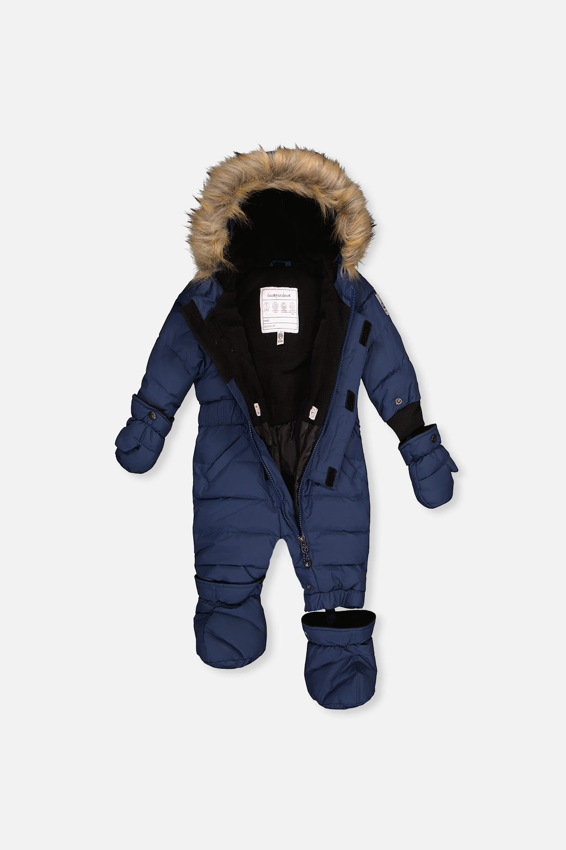 Baby Original One Piece Puffy Snowsuit With Removable Mittens And Boots Dark Blue - J10B702_04013