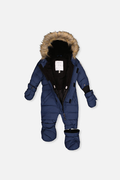 Baby Original One Piece Puffy Snowsuit With Removable Mittens And Boots Dark Blue - J10B702_04013