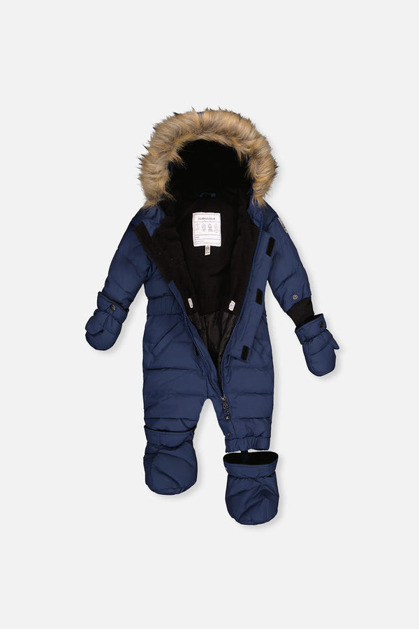 Baby Original One Piece Puffy Snowsuit With Removable Mittens And Boots Dark Blue - J10B702_04013
