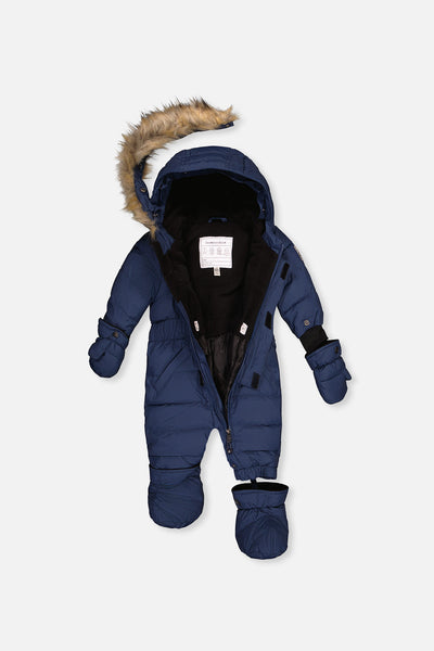 Baby Original One Piece Puffy Snowsuit With Removable Mittens And Boots Dark Blue - J10B702_04013