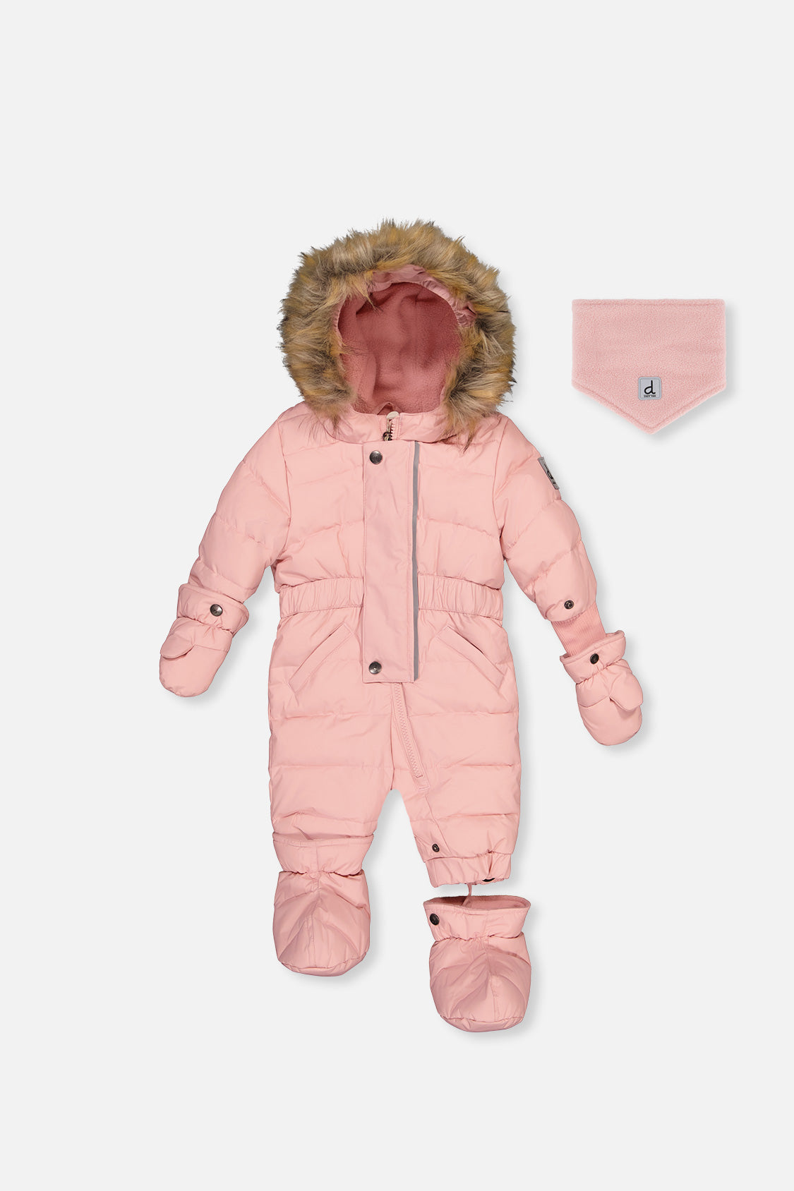 Baby Original One Piece Puffy Snowsuit With Removable Mittens And Boots Pale Dusty Pink - J10B702_06220