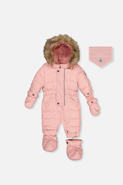 Baby Original One Piece Puffy Snowsuit With Removable Mittens And Boots Pale Dusty Pink - J10B702_06220