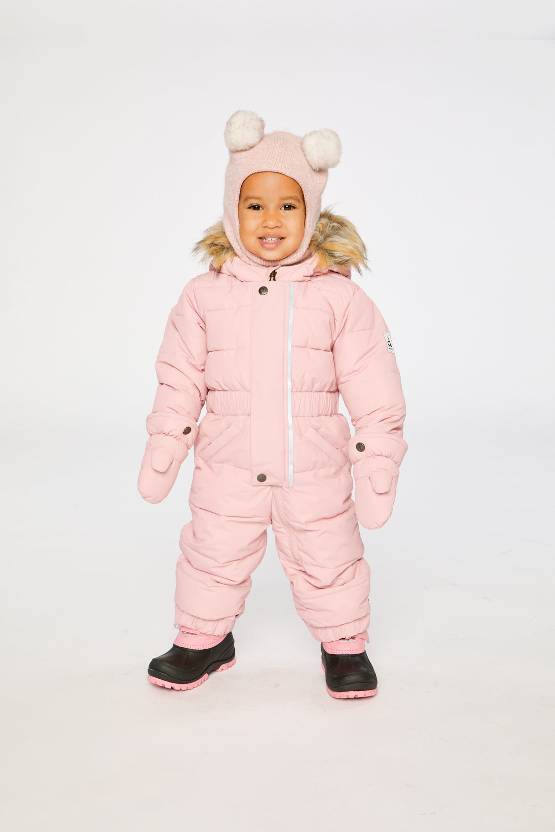 Baby Original One Piece Puffy Snowsuit With Removable Mittens And Boots Pale Dusty Pink - J10B702_06220