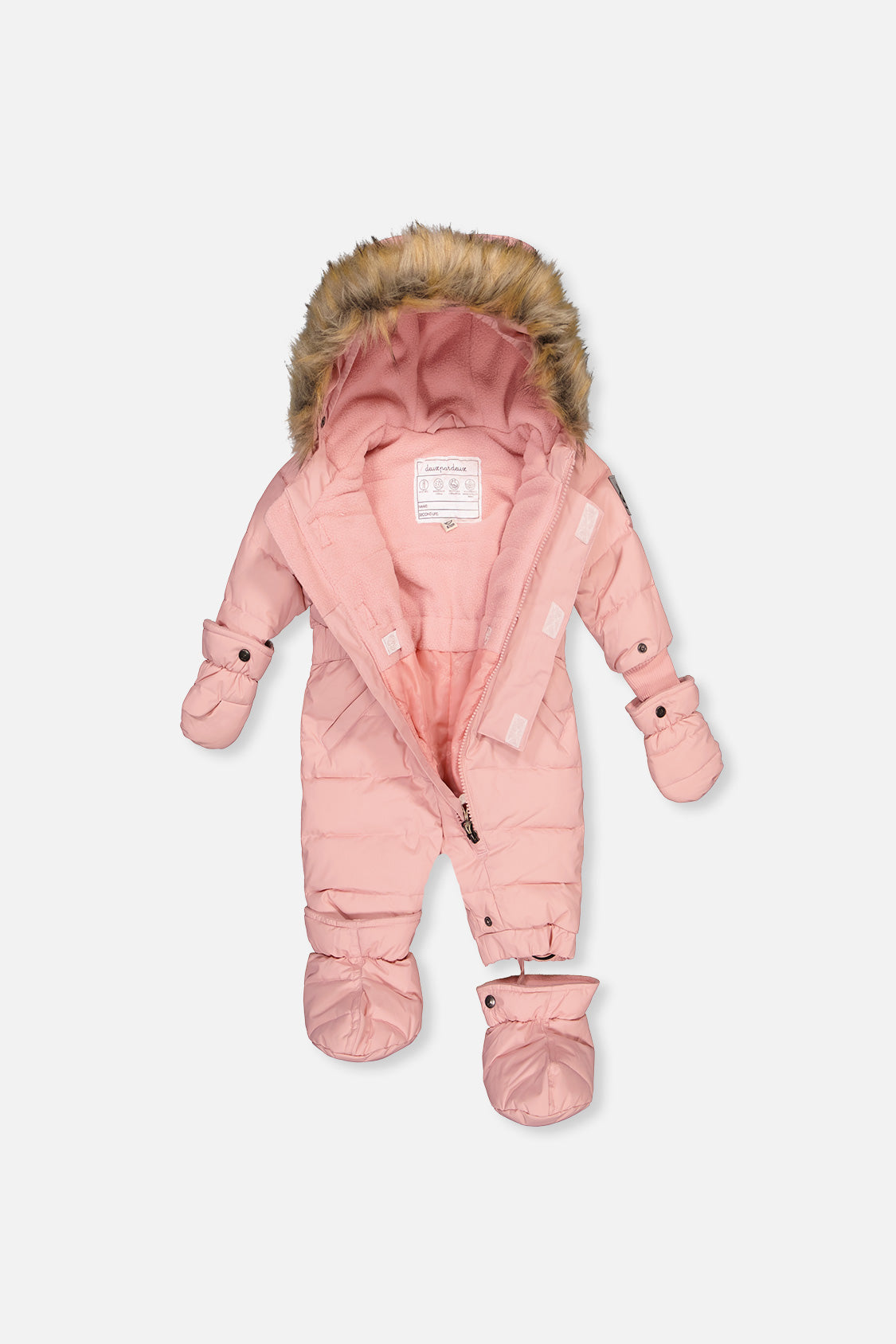 Baby Original One Piece Puffy Snowsuit With Removable Mittens And Boots Pale Dusty Pink - J10B702_06220