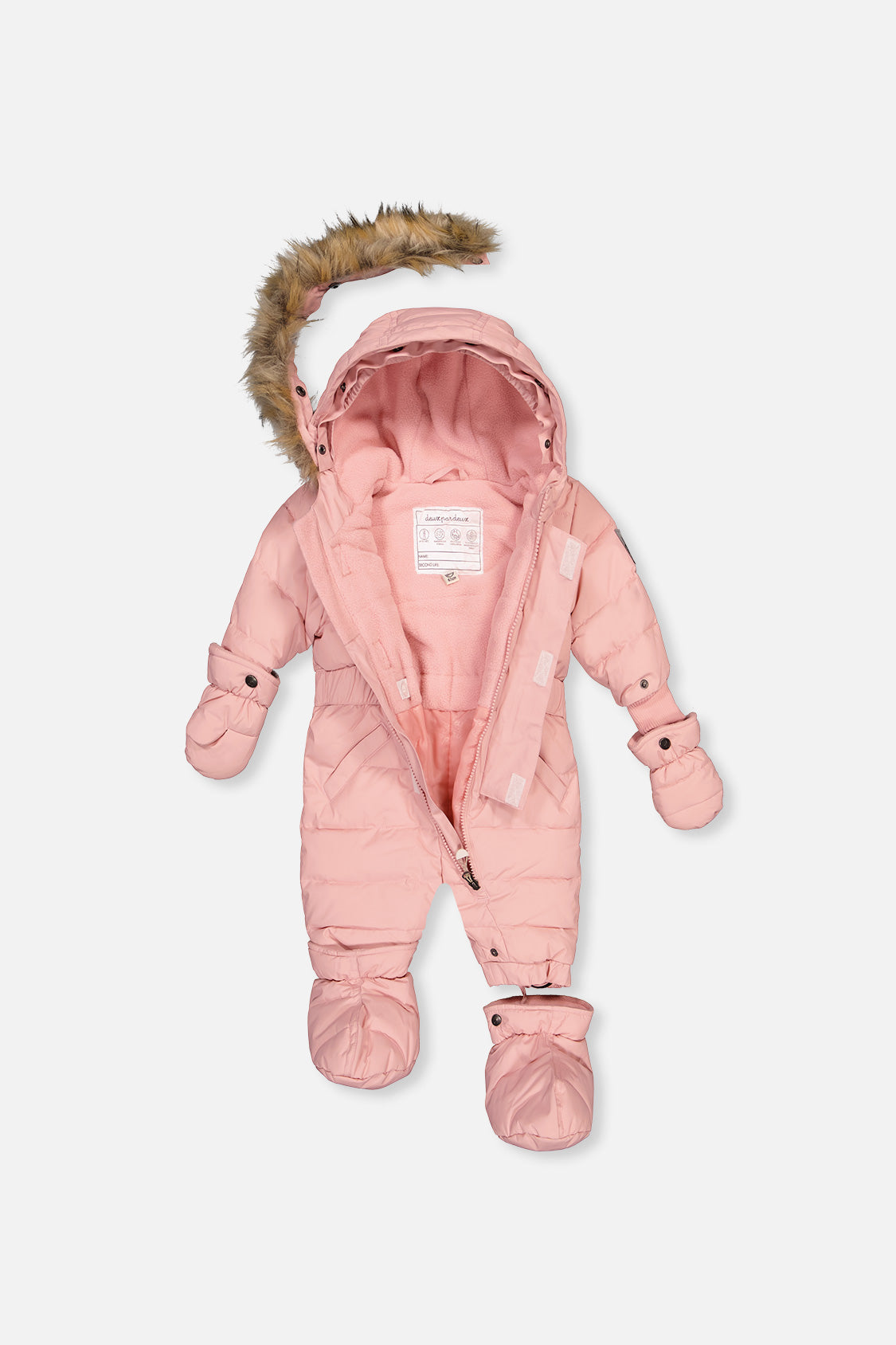 Baby Original One Piece Puffy Snowsuit With Removable Mittens And Boots Pale Dusty Pink - J10B702_06220