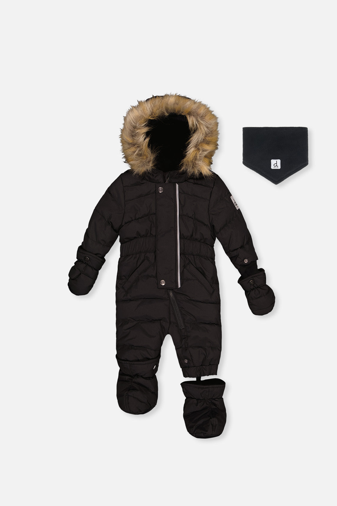 Baby Original One Piece Puffy Snowsuit With Removable Mittens And Boots Black - J10B702_09990