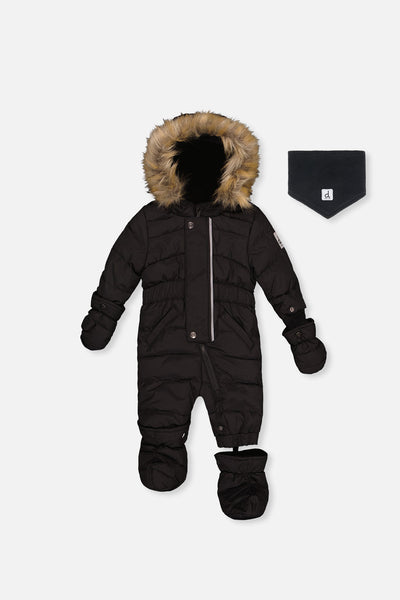 Baby Original One Piece Puffy Snowsuit With Removable Mittens And Boots Black - J10B702_09990