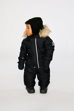 Baby Original One Piece Puffy Snowsuit With Removable Mittens And Boots Black - J10B702_09990