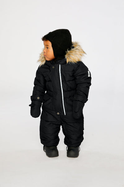 Baby Original One Piece Puffy Snowsuit With Removable Mittens And Boots Black - J10B702_09990