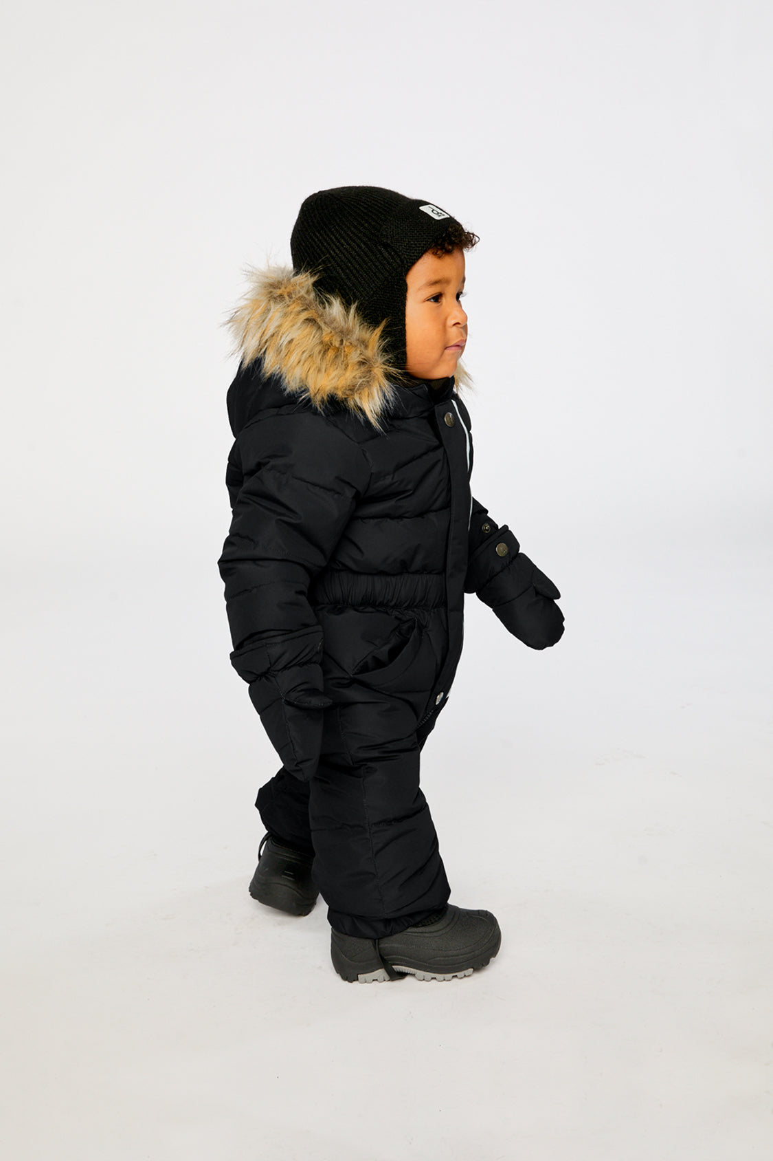 Baby Original One Piece Puffy Snowsuit With Removable Mittens And Boots Black - J10B702_09990