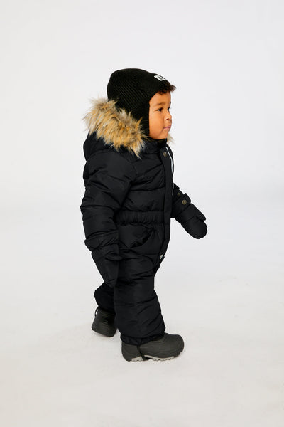 Baby Original One Piece Puffy Snowsuit With Removable Mittens And Boots Black - J10B702_09990