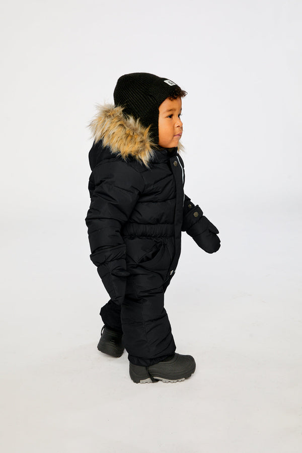 Baby Original One Piece Puffy Snowsuit With Removable Mittens And Boots Black - J10B702_09990