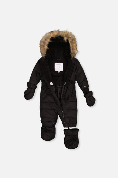 Baby Original One Piece Puffy Snowsuit With Removable Mittens And Boots Black - J10B702_09990