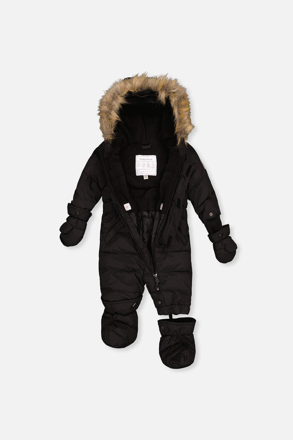Baby Original One Piece Puffy Snowsuit With Removable Mittens And Boots Black - J10B702_09990