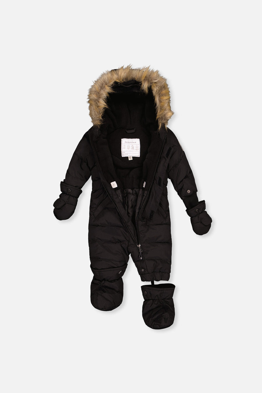 Baby Original One Piece Puffy Snowsuit With Removable Mittens And Boots Black - J10B702_09990