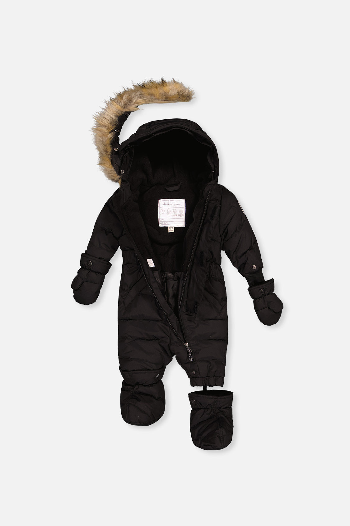 Baby Original One Piece Puffy Snowsuit With Removable Mittens And Boots Black - J10B702_09990