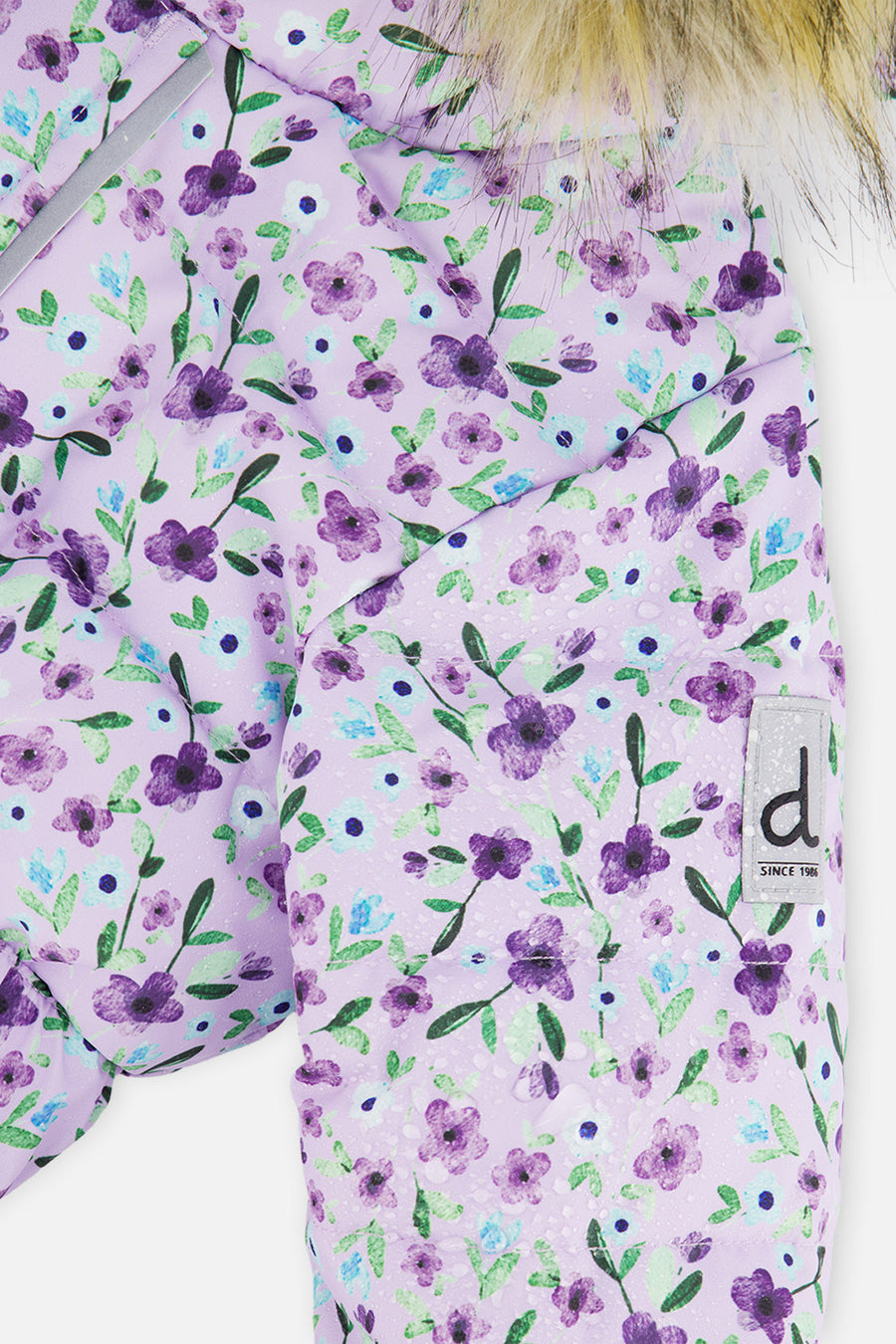 Baby Original One Piece Puffy Snowsuit With Removable Mittens And Boots Purple Printed Mini Flowers - J10B702_1J007