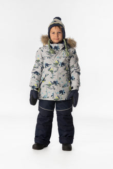 Two Piece Discover Snowsuit Grey Skiing Dinosaur Print