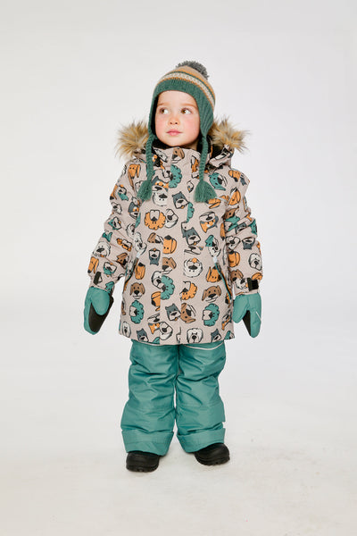 Two Piece Discover Snowsuit Beige Printed With Dogs - J10DB40_1J050