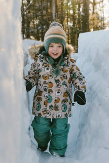Two Piece Discover Snowsuit Beige Printed With Dogs - J10DB40_1J050