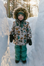 Two Piece Discover Snowsuit Beige Printed With Dogs - J10DB40_1J050