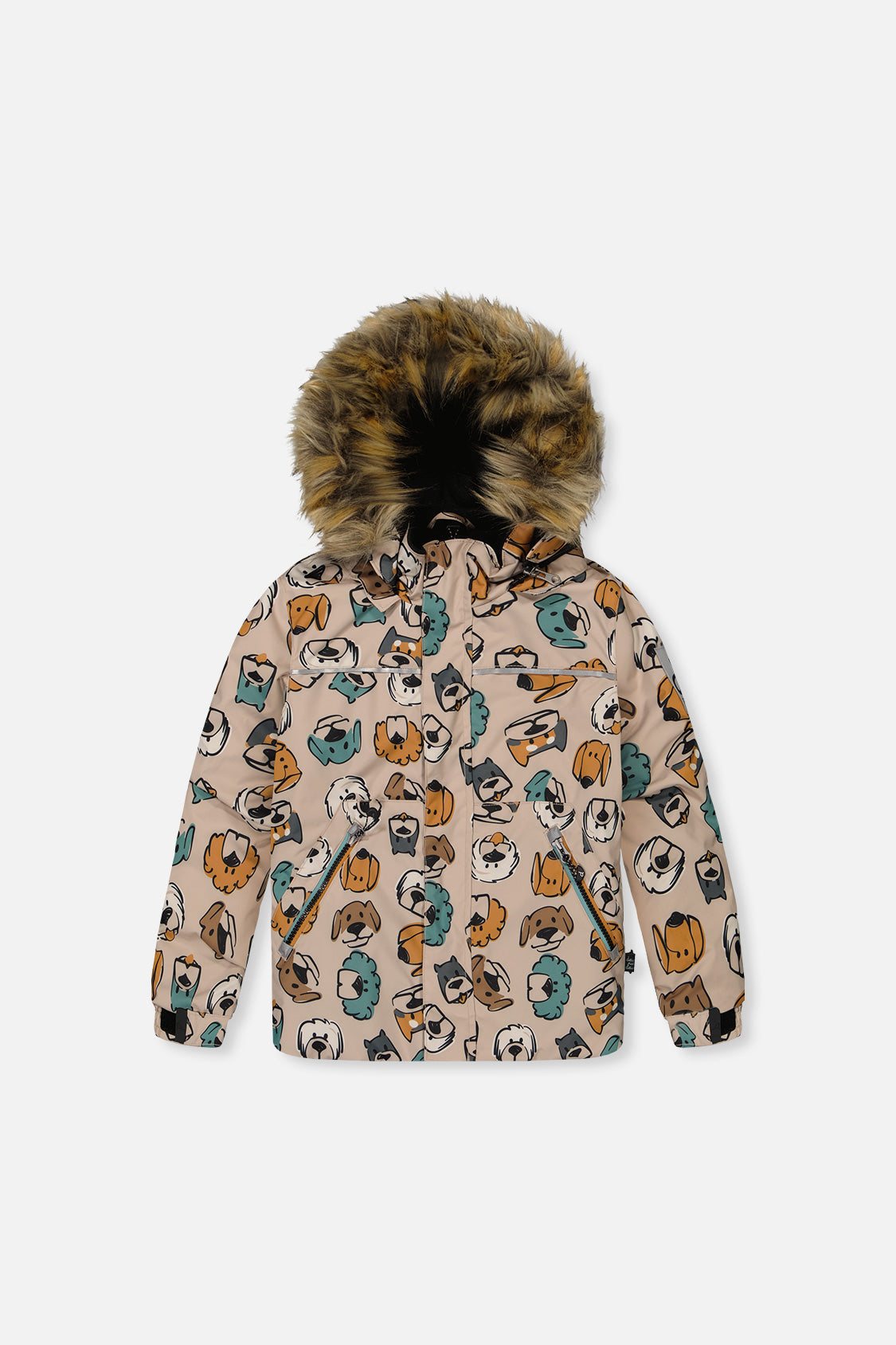 Two Piece Discover Snowsuit Beige Printed With Dogs - J10DB40_1J050