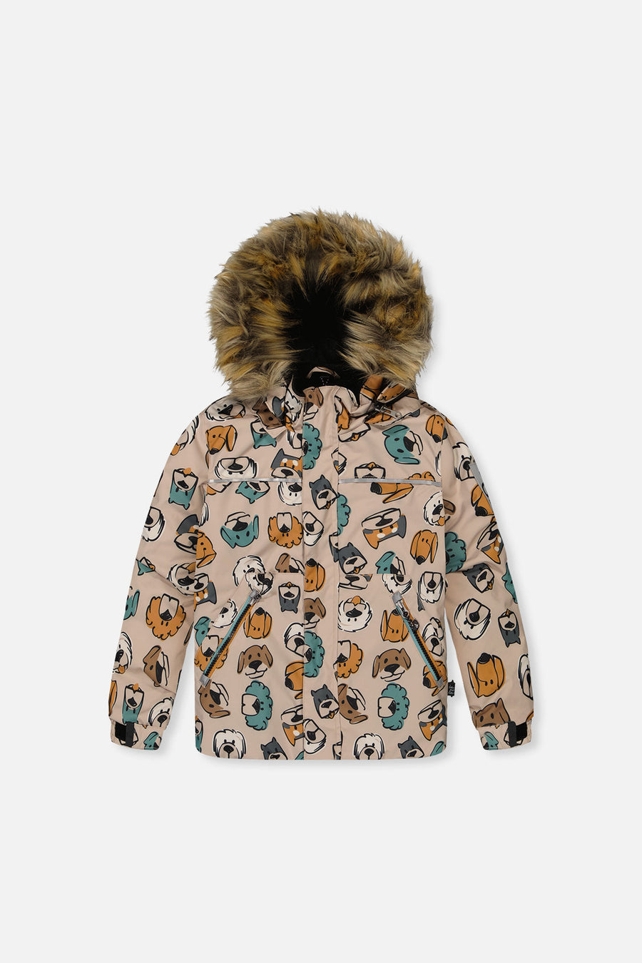 Two Piece Discover Snowsuit Beige Printed With Dogs - J10DB40_1J050