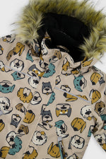 Two Piece Discover Snowsuit Beige Printed With Dogs - J10DB40_1J050