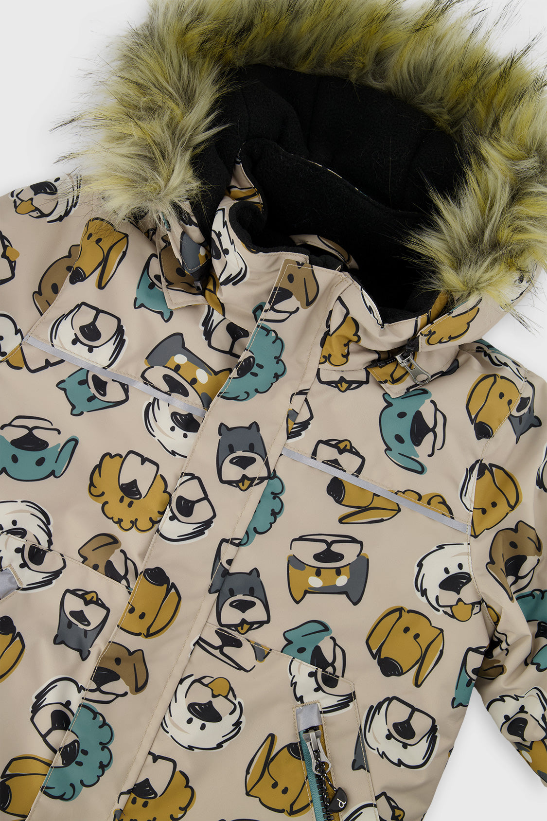 Two Piece Discover Snowsuit Beige Printed With Dogs - J10DB40_1J050