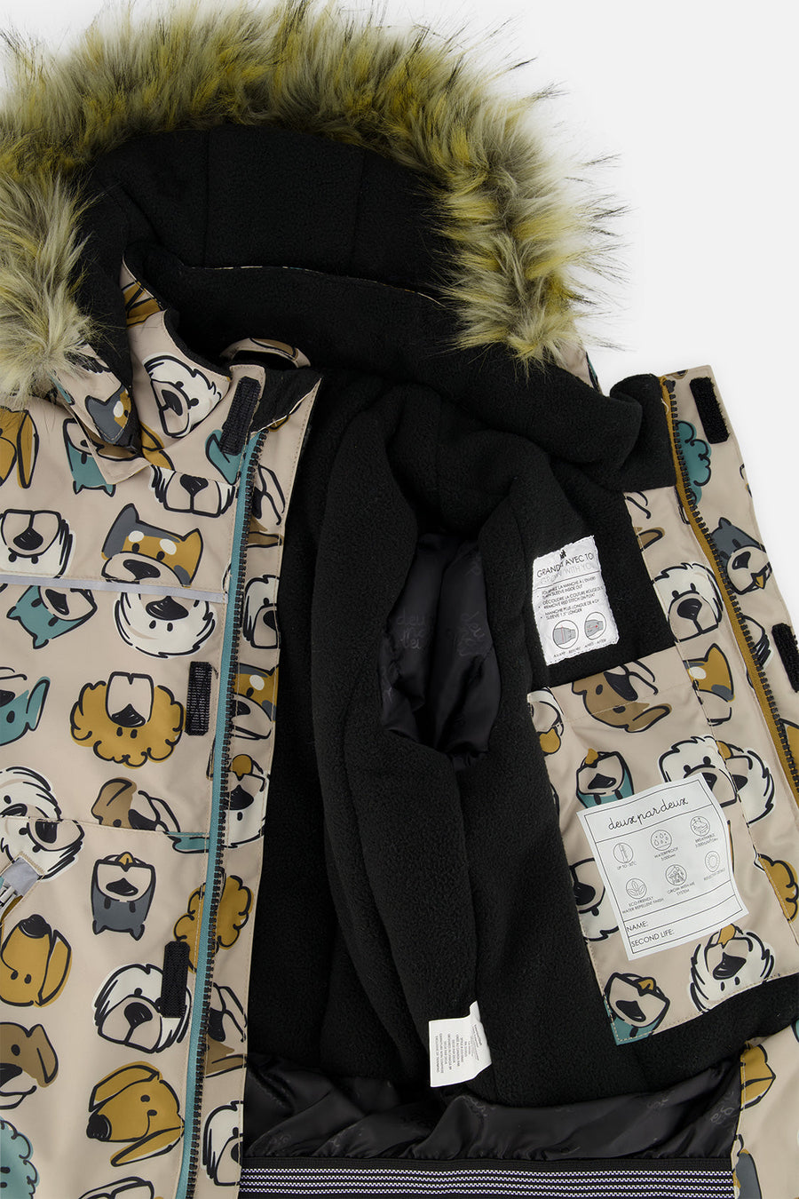 Two Piece Discover Snowsuit Beige Printed With Dogs - J10DB40_1J050