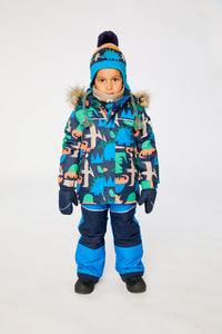 Two Piece Discover Snowsuit Blue Dinosaur Print - J10DB40_1J051
