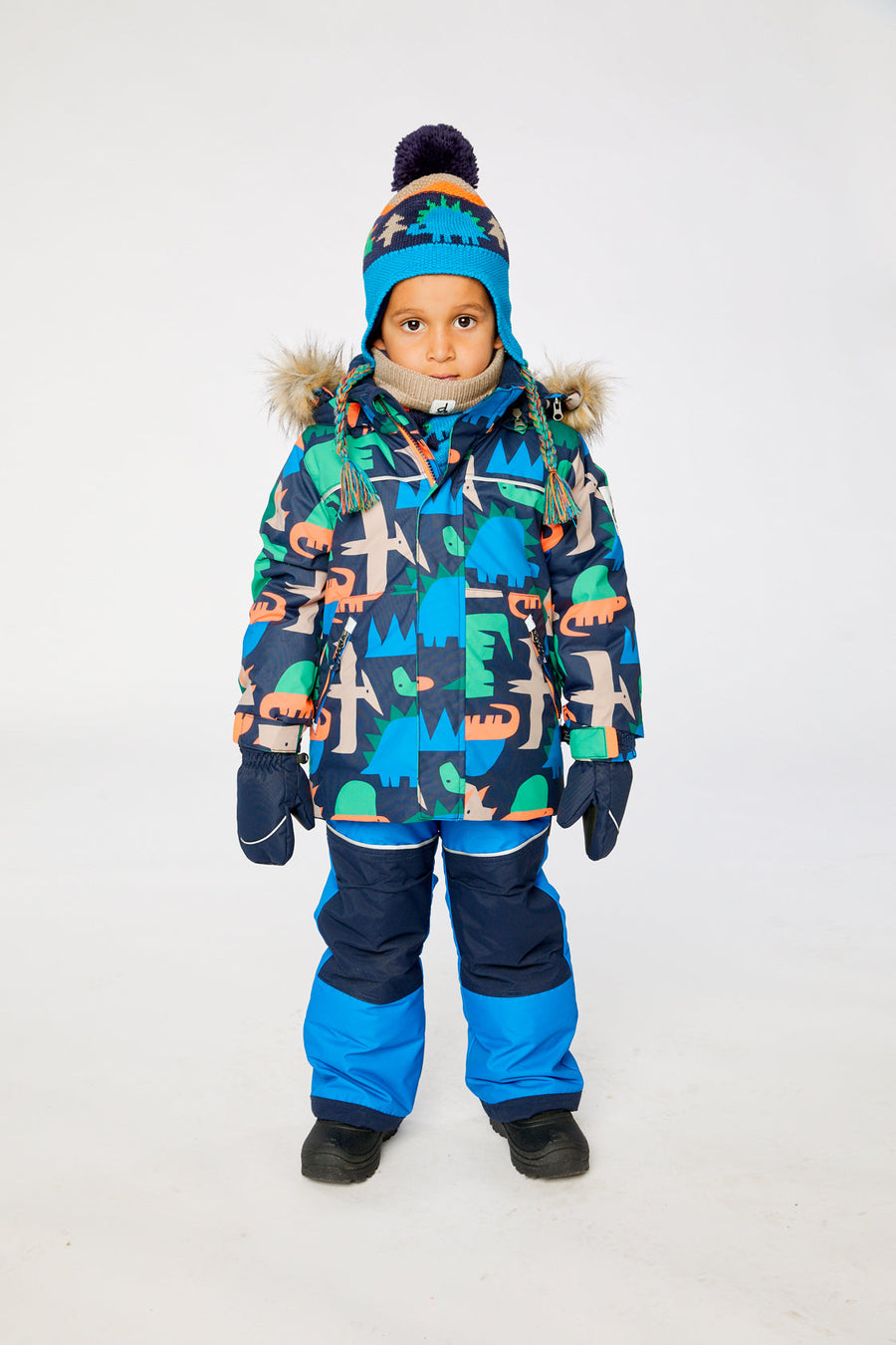 Two Piece Discover Snowsuit Blue Dinosaur Print - J10DB40_1J051