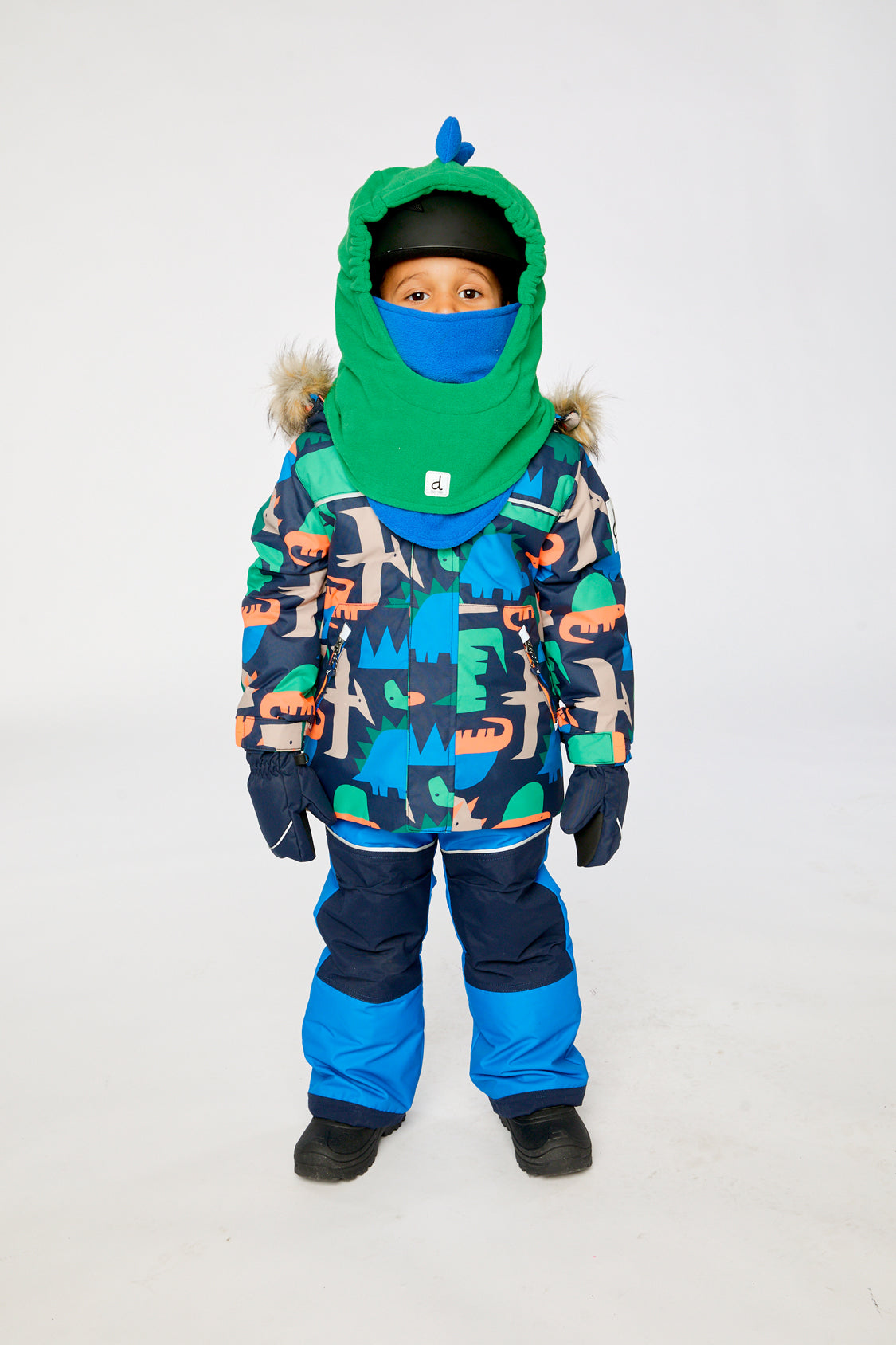 Two Piece Discover Snowsuit Blue Dinosaur Print - J10DB40_1J051