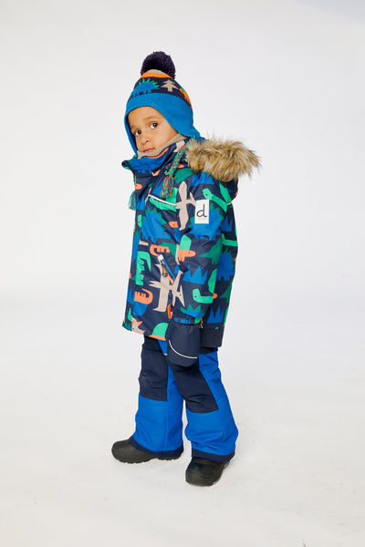 Two Piece Discover Snowsuit Blue Dinosaur Print - J10DB40_1J051