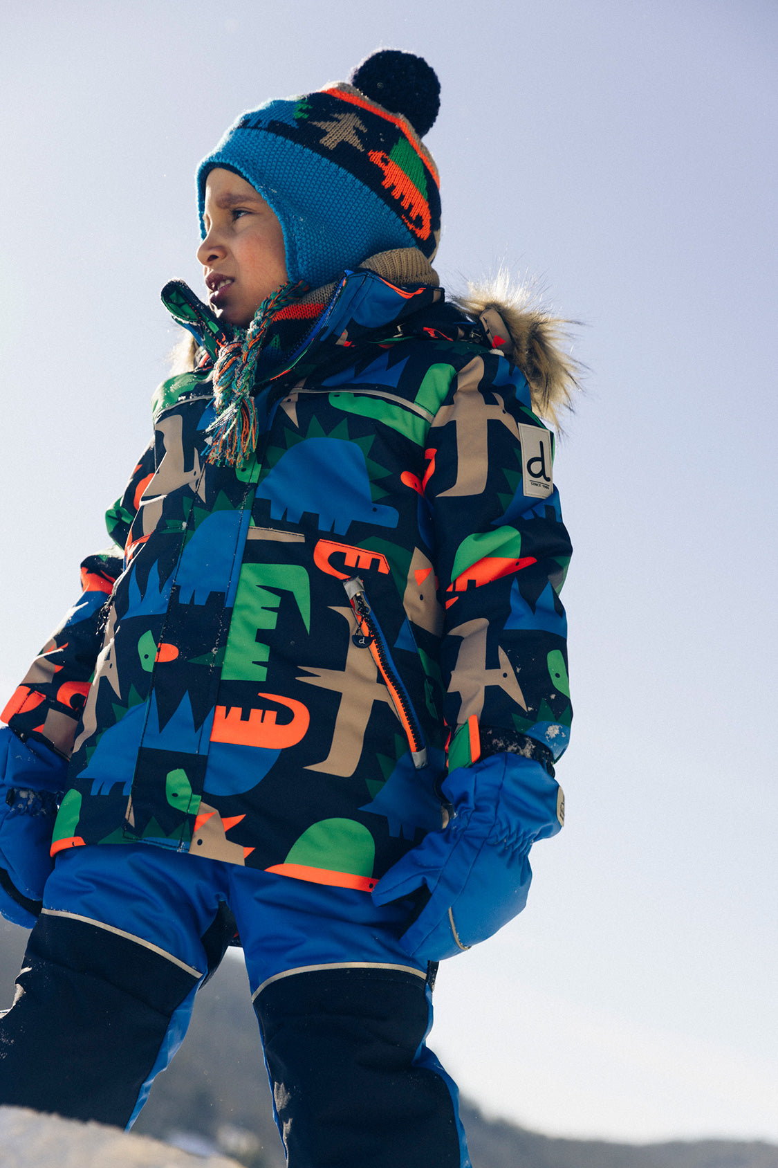 Two Piece Discover Snowsuit Blue Dinosaur Print - J10DB40_1J051