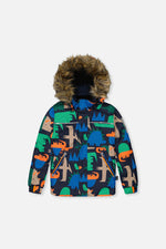 Two Piece Discover Snowsuit Blue Dinosaur Print - J10DB40_1J051
