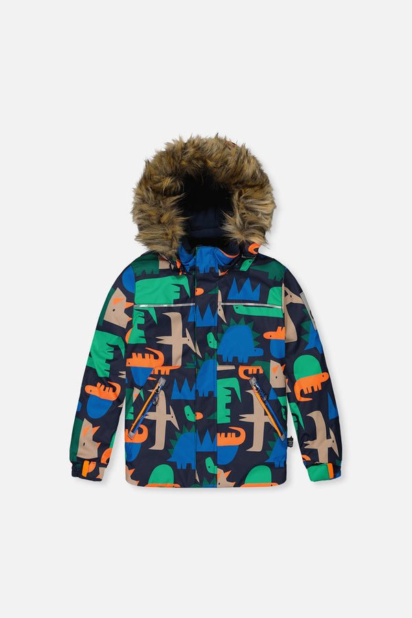 Two Piece Discover Snowsuit Blue Dinosaur Print - J10DB40_1J051