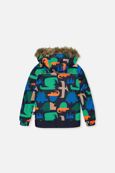 Two Piece Discover Snowsuit Blue Dinosaur Print - J10DB40_1J051