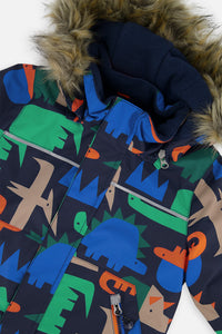 Two Piece Discover Snowsuit Blue Dinosaur Print - J10DB40_1J051
