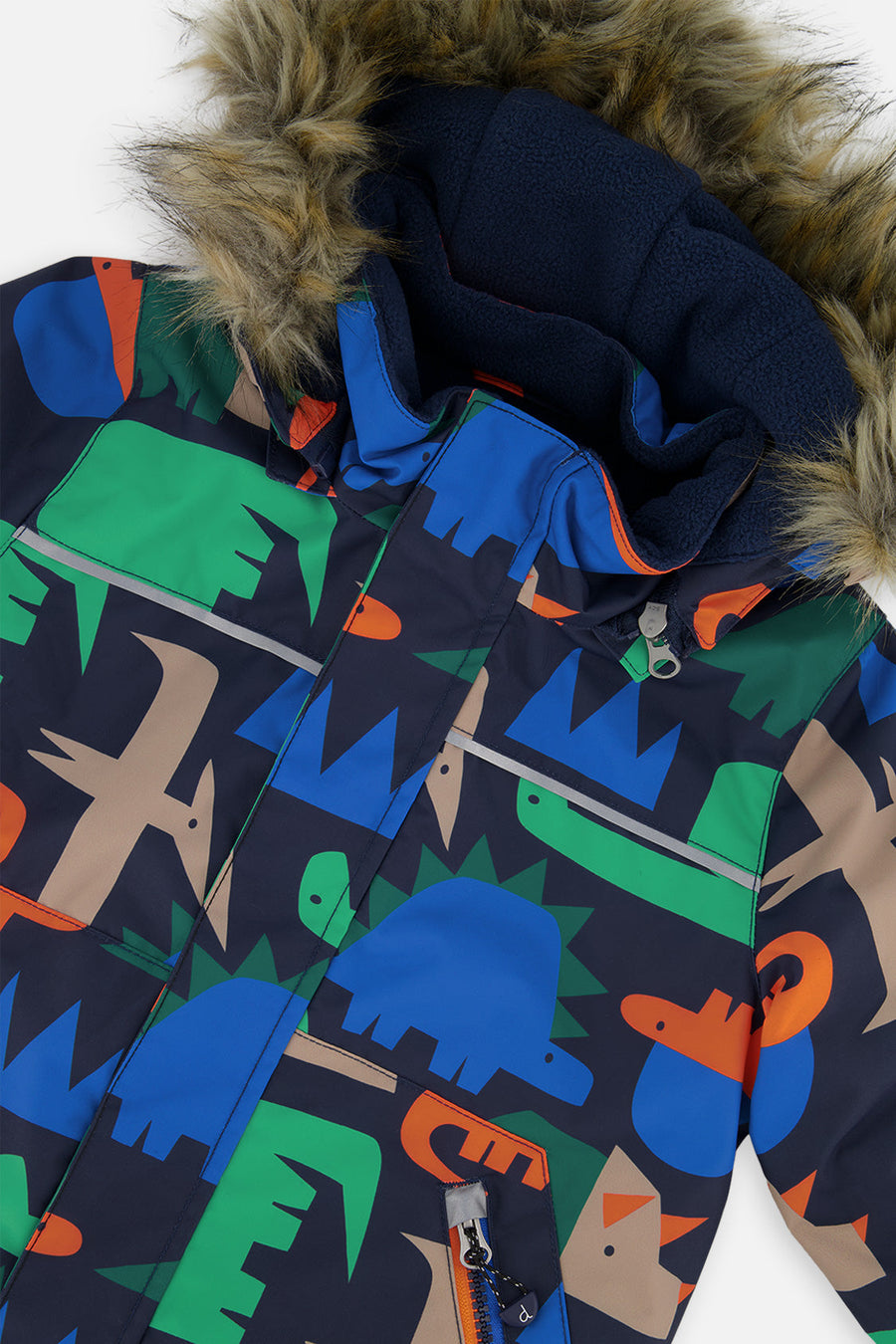 Two Piece Discover Snowsuit Blue Dinosaur Print - J10DB40_1J051