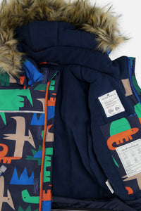 Two Piece Discover Snowsuit Blue Dinosaur Print - J10DB40_1J051