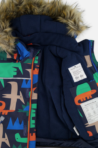 Two Piece Discover Snowsuit Blue Dinosaur Print - J10DB40_1J051
