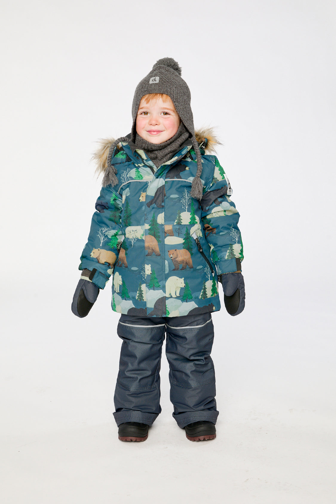 Two Piece Discover Snowsuit Blue Bear Print - J10DB40_1J052