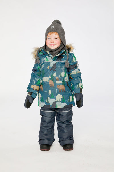 Two Piece Discover Snowsuit Blue Bear Print - J10DB40_1J052