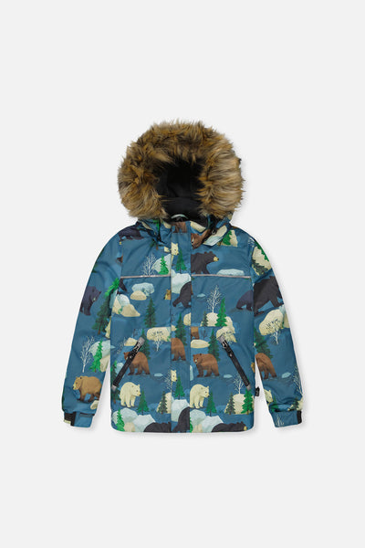 Two Piece Discover Snowsuit Blue Bear Print - J10DB40_1J052