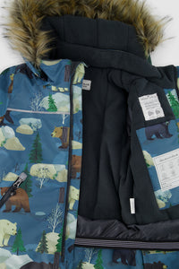 Two Piece Discover Snowsuit Blue Bear Print - J10DB40_1J052