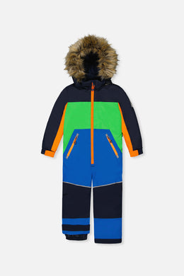 Kids One Piece Discover Snowsuit Blue Green And Orange - J10DB77_04006